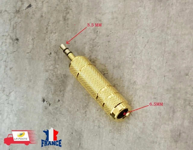 Adaptateur Jack 6.35mm Mâle Vers 3.5mm Femelle - Plaqué Or - Stéréo - Neuf Dans Son Emballage - Convertisseur Audio