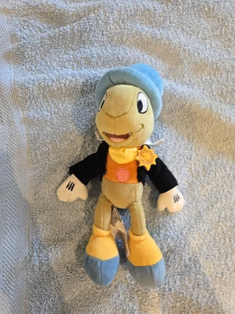 Disney Store Jiminy Cricket 10" Beanie Soft Plush Cuddly Teddy Toy Pinocchio