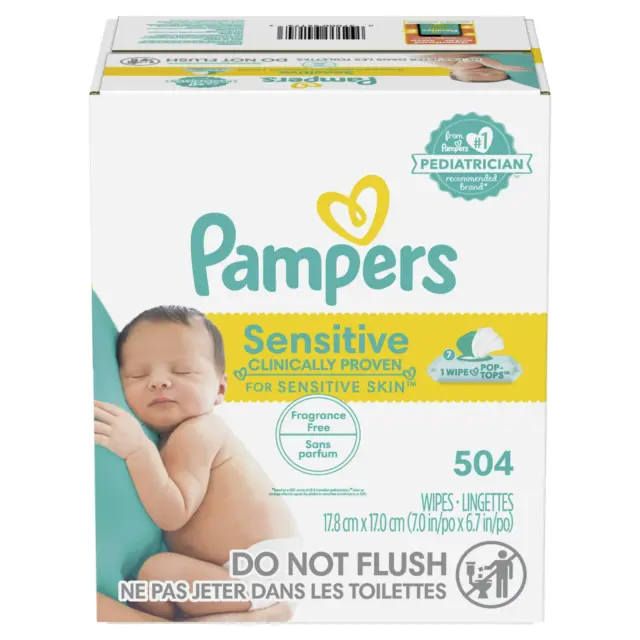 ✨Pampers Sensitive Water-Based Baby Diaper Wipes 9 Pop-Top 504 pieces