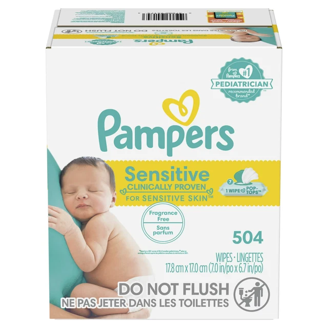 ✨Pampers Sensitive Water-Based Baby Diaper Wipes 9 Pop-Top 504 pieces