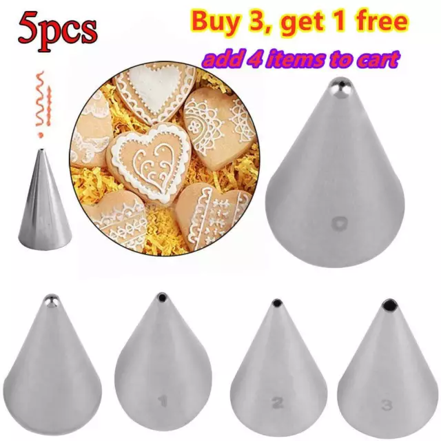 5Pcs Writing Cream Piping Nozzles Stainless Steel Pastry Tips Icing Nozzle