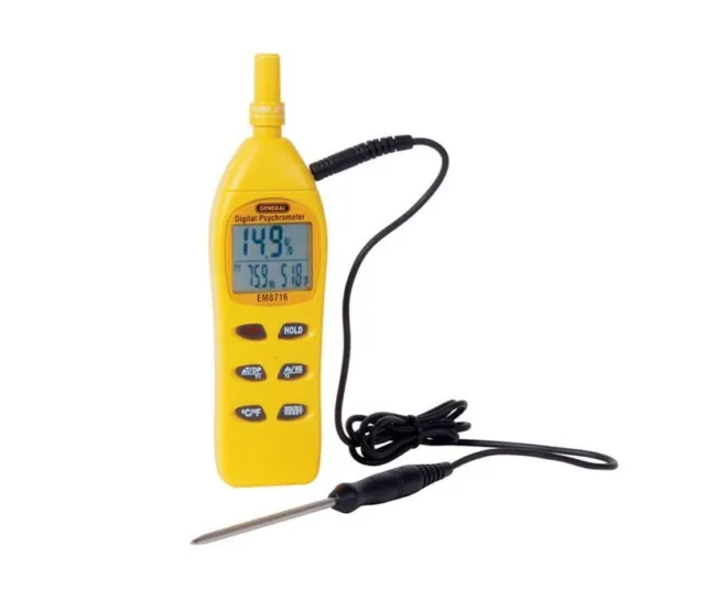 General Tools  EM8716 Thermo-Hygrometer Psychrometer with Probe NEW