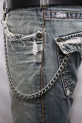 New Men Silver Metal Wallet Chains Thick Link KeyChain Jeans Classic Biker Basic