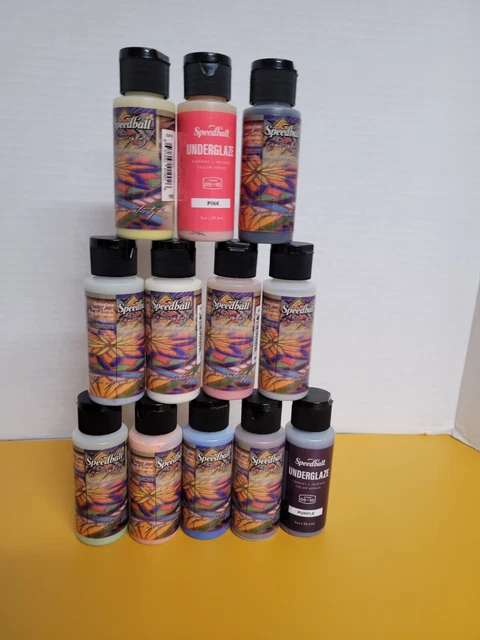 Lote de 12 -2 oz Speedball Deluxe Underglaze Surtido Colores Paquete de Muestreo