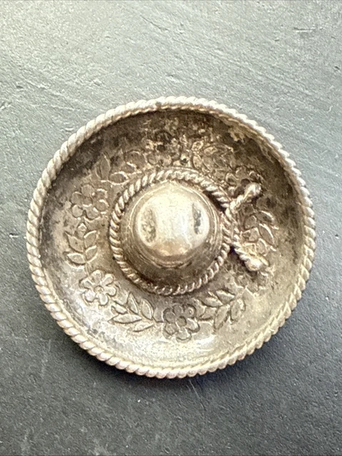 Ancienne épingle à Chapeau – Papillon émaillé, Argent Massif