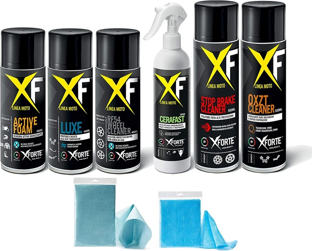 Kit Pulizia Moto, Senz’Acqua E Senza Risciacquo, 9 Panni F-CLEAN EVO Inclusi, XF