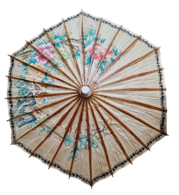 HH* ANTICO OMBRELLO Cinese Giapponese Carta Riso Ombrellino Legno Umbrella  EUR 29,00 - PicClick IT