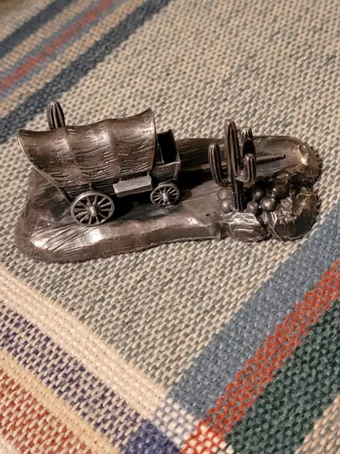 RARE VNTG '58 John Fox Pewter Western Desert Cactus Scenery Numbered Sculpture
