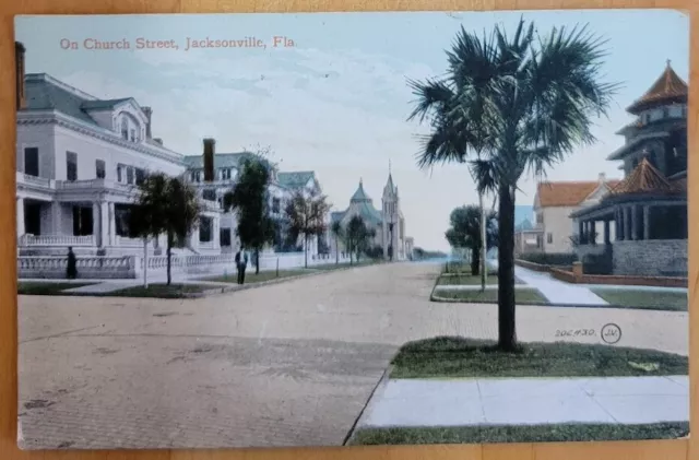 On Church Street, Jacksonville, Fla - 1907-1915 Postcard