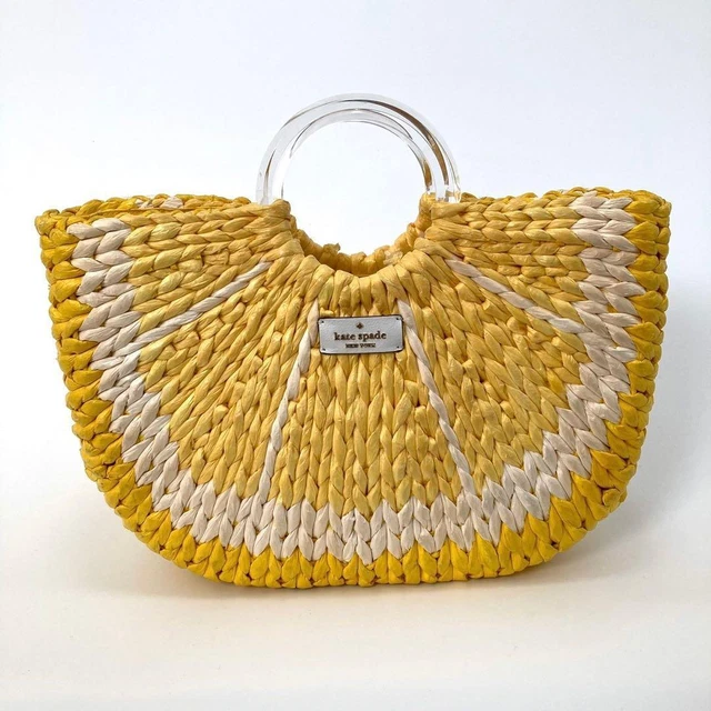 kate spade basket bag summer yellow lemon half moon branded