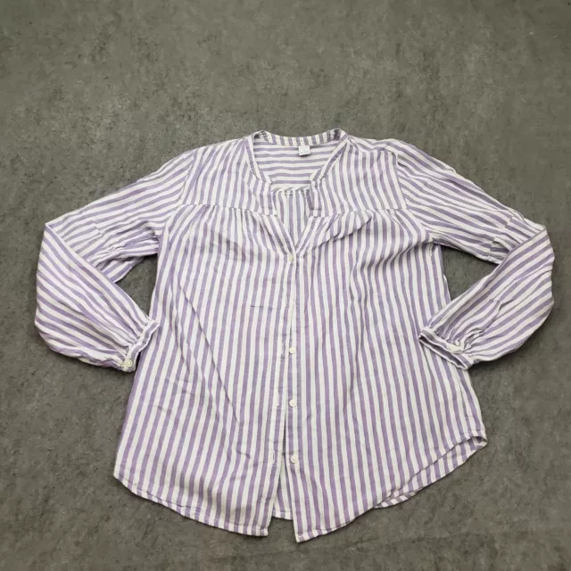 Old Navy Shirt Womens Small Purple White Button Up Striped Blouse Ladies S