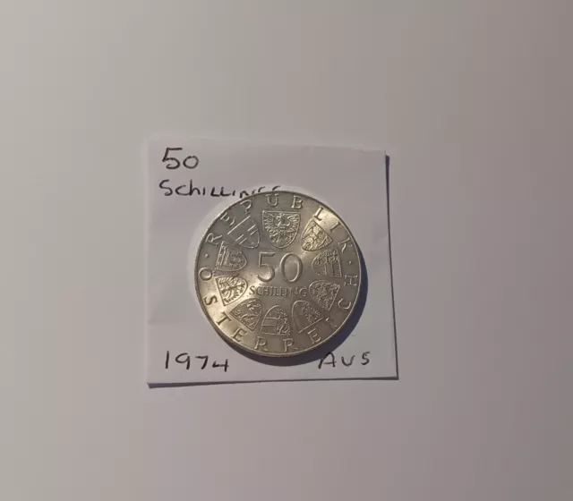 Austria 1974 Silver Commemorative 50 Schilling Coin