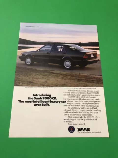 1988 1989 Saab 9000 Cd Vintage Original Print Ad Advertisement Printed