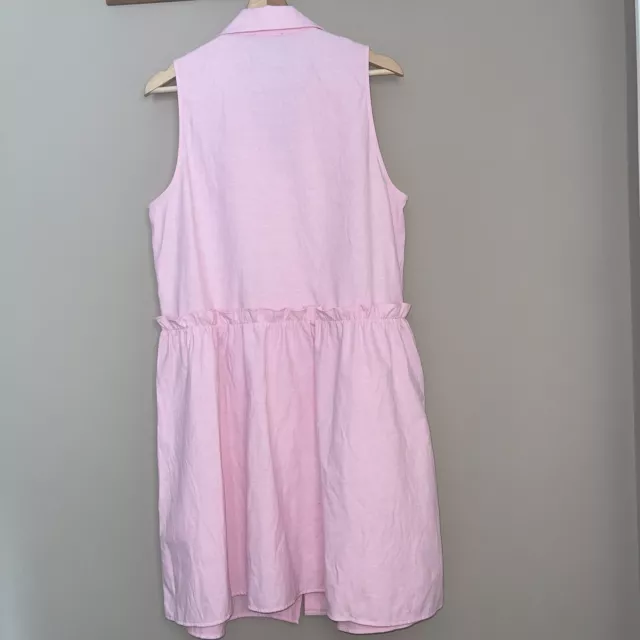 TUCKERNUCK PINK OXFORD Sleeveless Royal Shirt Dress Large Cotton Blend ...