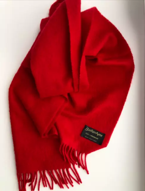 BALLANTYNE Womens 100% Cashmere Oversized RED Scarf Shawl Wrap Solid with fringe