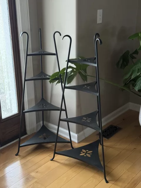 Retired Longaberger Wrought Iron Corner 4 Tier Bowl Basket Stand 41” Tall (set)