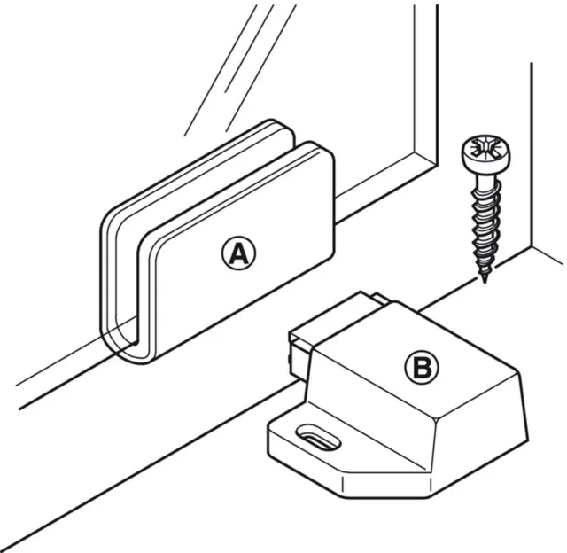 1 X Single Magnetic Pressure Catch Push To Open Touch For Double Glass Doors 3