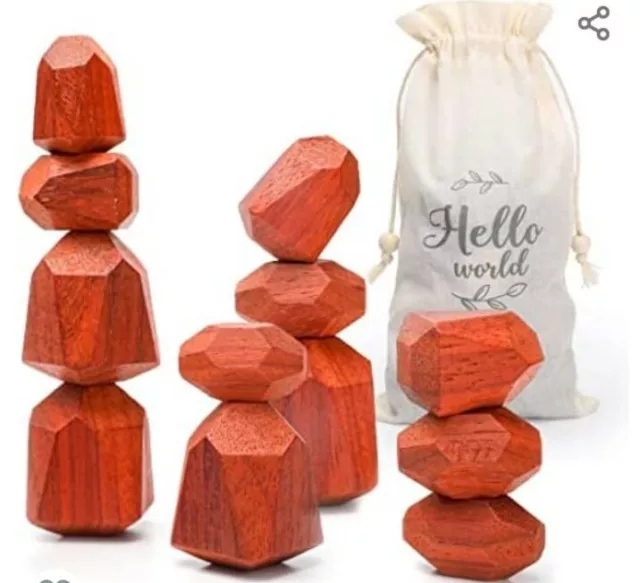 Stacking Game Balancing Stone Wood Stones Building Blocks Toddlers Kids Children