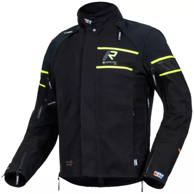 Rukka Rapto-R Veste Noir/Jaune Hommes Blouson Moto Veste à Protecteurs Gore-Tex