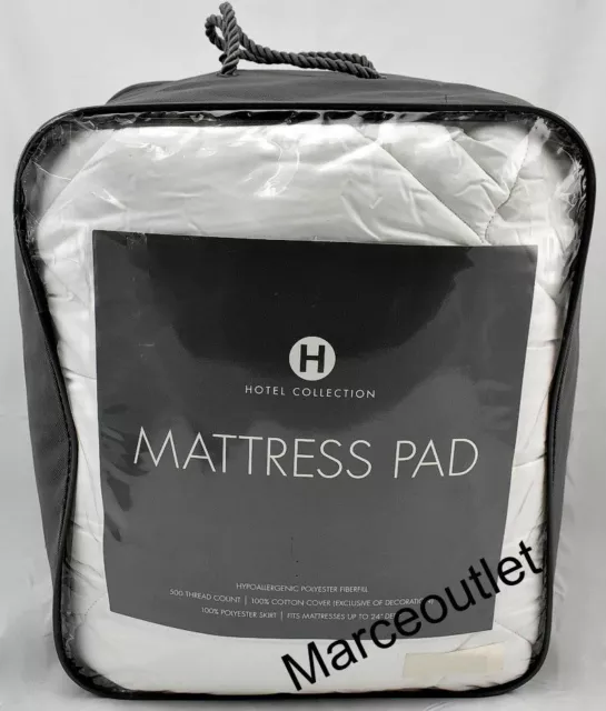 Hotel Collection 500 Thread Count Cotton Hypoallergenic Mattress Pad KING White