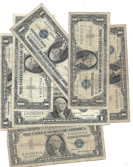 ONE (1) 1957 One Dollar Well Circulated Silver Certificate Note - $1 Bill