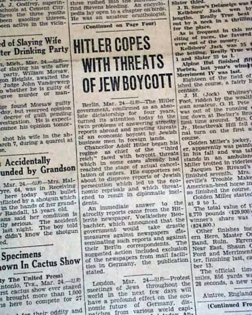 ADOLPH HITLER Third Reich Nazi Germany Becomes a Dictatorship 1933 Newspaper