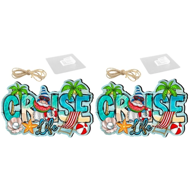 2 Sets Decorative Colorful Summer Door Sign Beach Themed Sign Wall Hanging Sign