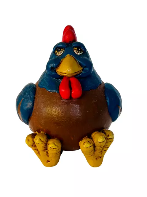 Thanksgiving Turkey Figurine chicken rooster bird vtg Vicki Thomas Enesco signed