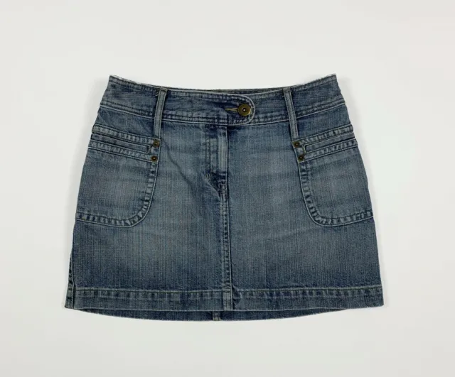 HM H&M minigonna denim jeans usato gonna donna EUR38 W28 tg 42 boyfriend T7124