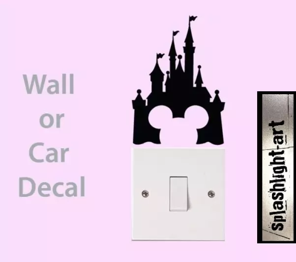 2x Cinderella Castle Mickey Mouse Ears light switch vinyl Decal sticker Disney