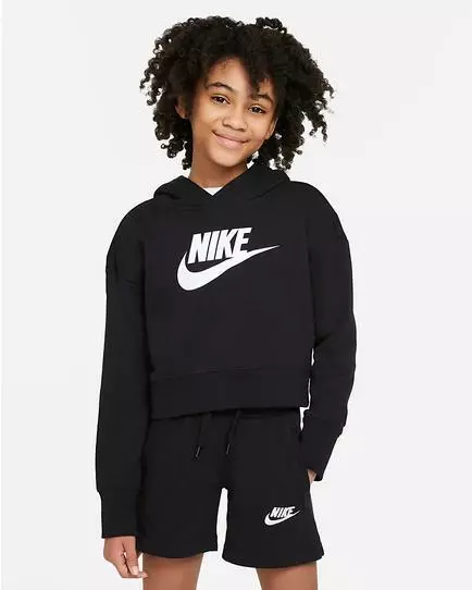 Nike Sweat-Shirt Court C / à Capuche Sportswear Club, Fille - 010 ( Noir/Blanc)