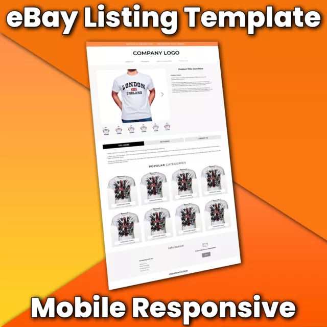 Ebay Template Listing Auction Responsive Mobile Design HTML 2023 Professional