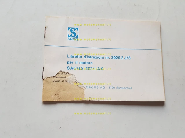 Sachs 50 motore 502.1 AX manuale uso manutenzione originale italiano