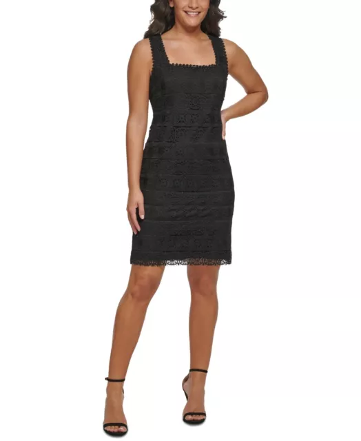 Kensie Women's Lace Square Neck Sheath Dress Black Size 6