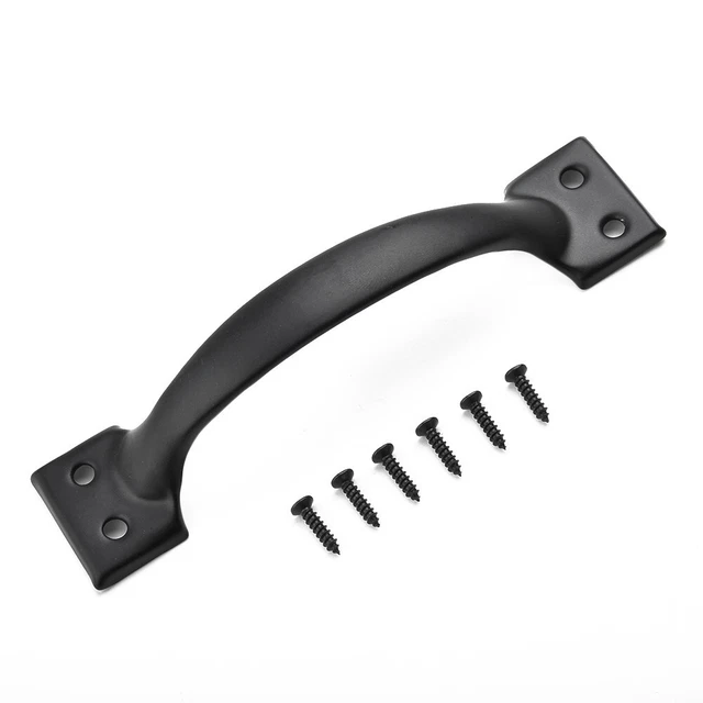 Sliding Barn Door Handle Cast Iron Pull Gate Cabinet Hardware Matte Black