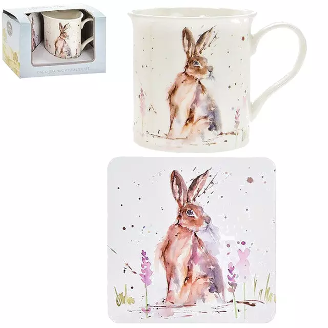 Country Life Hare Fine China Mug and Coaster - Jennifer Rose Leonardo Collection