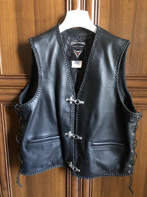gilet vera pelle da motociclista originale Skintan Biker Harley Davidson Leather