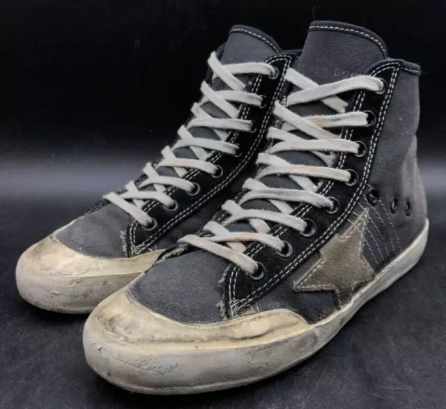 Golden Goose FRANCY 35 Women's High Cut Sneakers Canvas Black Distressed GGDB