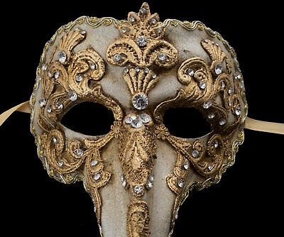Mask from Venice Nasone Long Nose Paper Mache Macrame Golden High Range 1829 V10 3