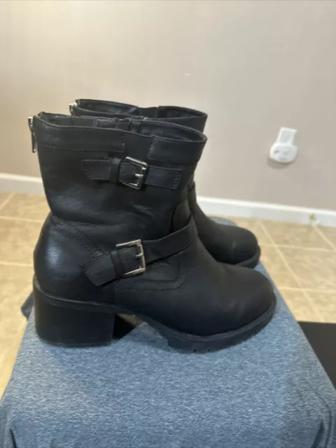 Women’s Black Moto Leather Above Ankle Boots 2