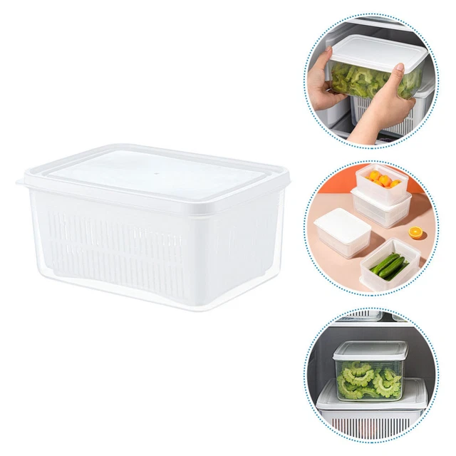 Poeland Contenitori Portaoggetti Per Frigorifero, Plastica Traslucida, 3 Pezzi, 11,7x9,7x12,4 Cm, Per Organizzare Verdure E Latticini - 3