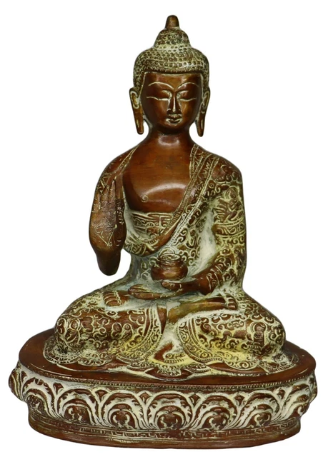 Buddha Figure Brass Handcrafted Buddhism Tibetan Budha Statue Figurine Sculpture
