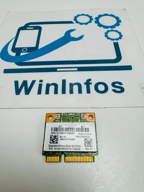 Carte WiFi Atheros QCWB335 D'occasion - Compatible Toshiba Satellite C50D - Verte