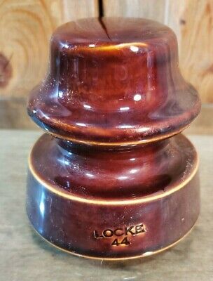 Vintage Ceramic Porcelain Saddle Insulator Locke 44 Dk Brown Glaze
