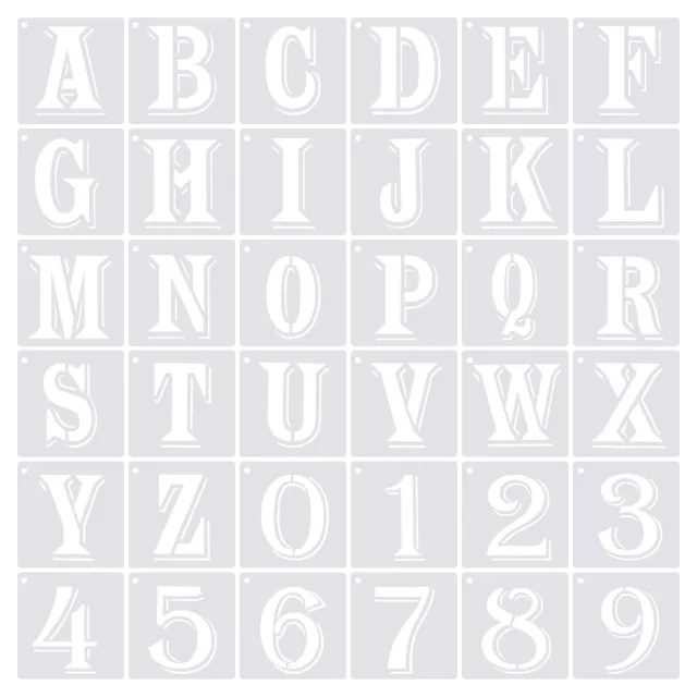 Paquete de 2,4" 36 Letras Números Plantillas 3" Ancho con Anillo para Pintura Sombras