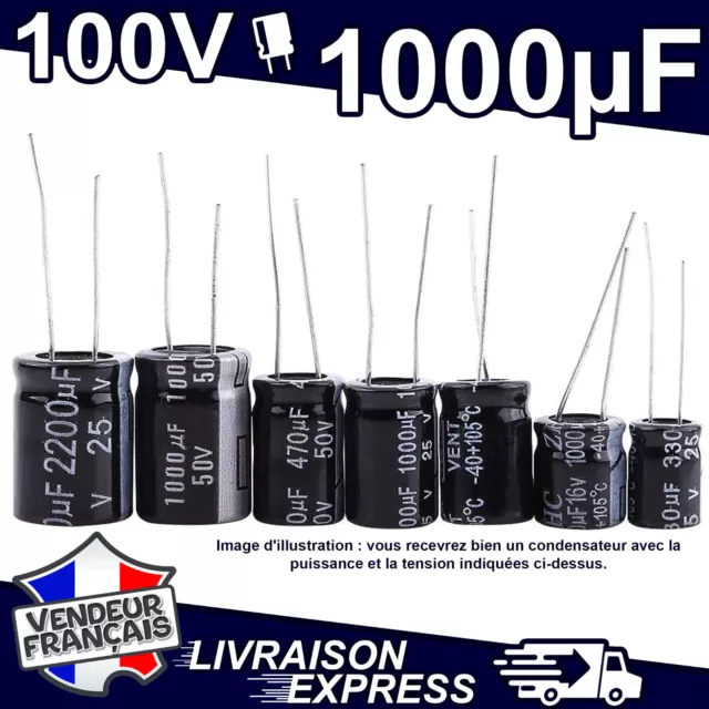 5 x CONDENSATEUR CHIMIQUE ÉLECTROLYTIQUE 1000µF 1000uF 100V -40+105°C (5x1466)