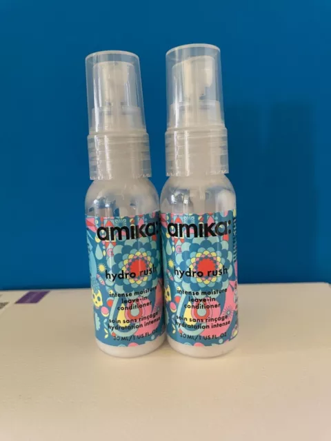 NEW 2 Amika Hydro Rush Intense Moisture Leave-in Conditioner 1 fl oz 