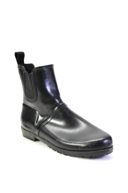 Cole Haan Womens Rubber Almond Toe Pull On Chelsea Ankle Rain Boots Black Size 9