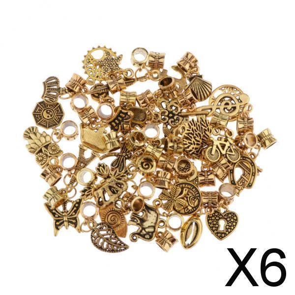6X Lot 40x Pendentifs Charms Doré Antique Accessoires Perles pour Bijoux DIY
