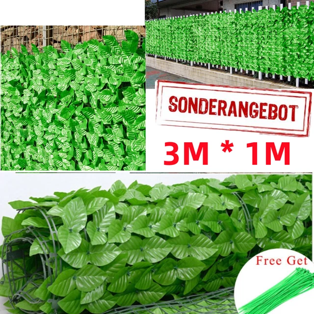 3M Künstliche Efeu Blatt Windschutz Sichtschutzhecke Balkon Hecken Zaun NEU